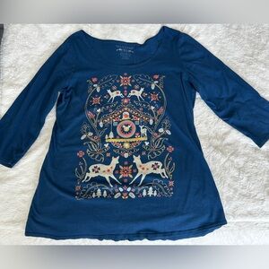 Blue Platypus XL deer cottagecore top